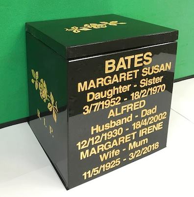 BLACK GRANITE CREMATION CASKET